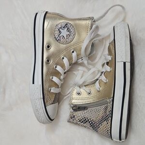 Converse Chuck Taylor All Star Kids High Tops Metallic Gold & Snake Print Size 1
